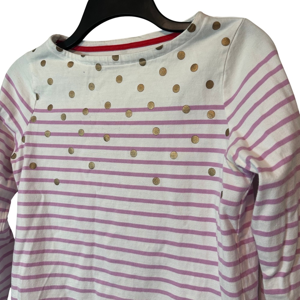 Boden Girls Pink White Striped Gold Polka Dot Long Sleeve Top Size 13-14Y 164cm